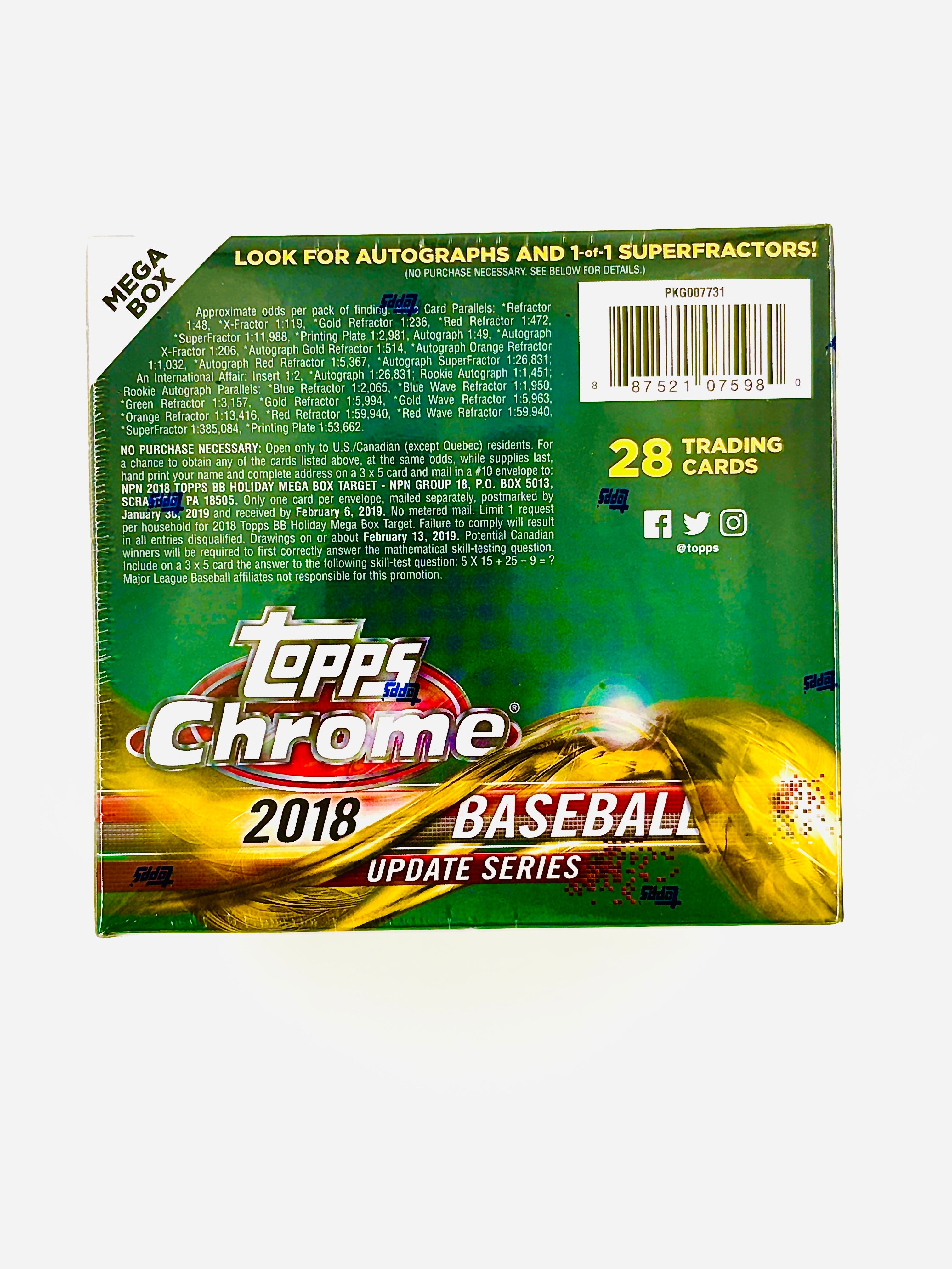 2018 Topps Chrome Update Series Mega Box Sealed Back